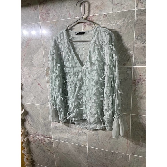 Zara Tops - Zara green sheer top size Small NWOT